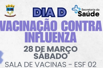 Secretaria de Saúde realiza Dia D de vacinação contra a gripe neste sábado