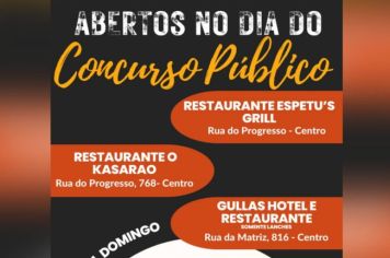 Restaurantes que irão servir almoço no dia 21 de janeiro de 2024, dia do Concurso Público