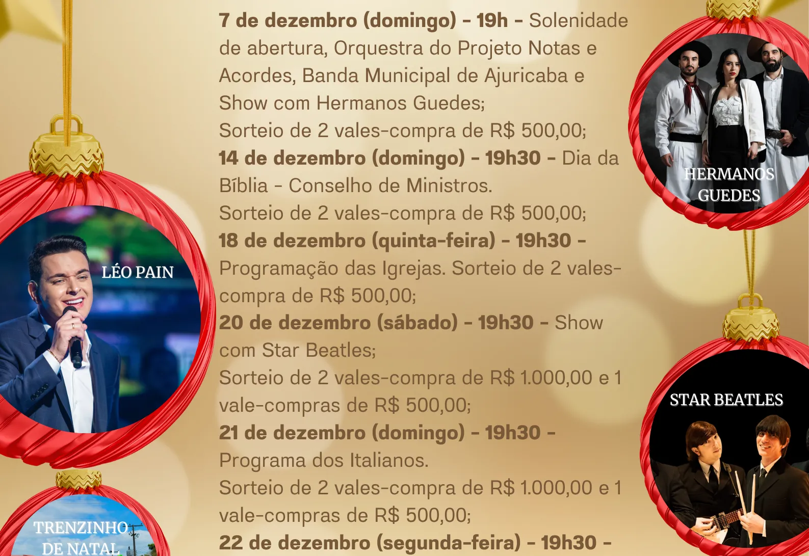 Município divulga programação oficial do Natal Luz 2025